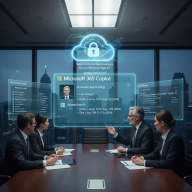 Boardroom meeting with holographic screens showing cloud security and AI briefs.