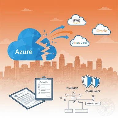 Azure cloud expanding to AWS, Google Cloud, and Oracle with planning and compliance.