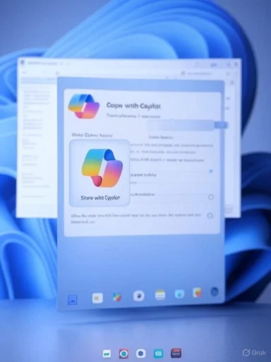 Blurry computer screen showing a colorful app window on a blue background.