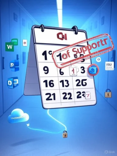 A large calendar floats in a blue digital world, stamped with a red “Support.”