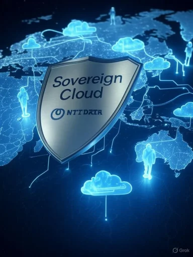 A shield labeled 'Sovereign Cloud' protects global digital networks.