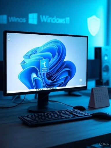 Windows 11 desktop setup bathed in blue ambient lighting.
