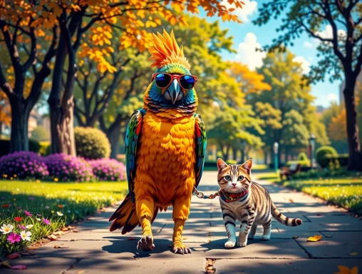 Parrot Walking The Dog.webp
