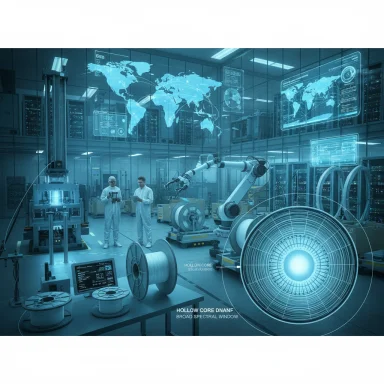 A high-tech lab with robotic arms, holographic world maps, and scientists.