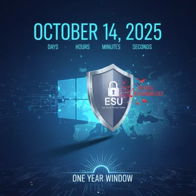Countdown to Oct 14, 2025: a one-year window for security updates.