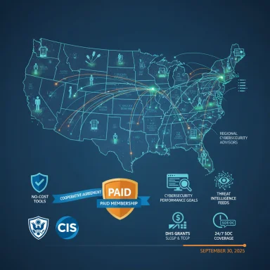 US map of interconnected cybersecurity nodes with a PAID MEMBERSHIP program.