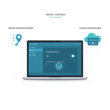 Privacy controls screen showing device location history and cloud location data.