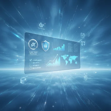 Futuristic security dashboard with charts and a shield against a blue digital background.