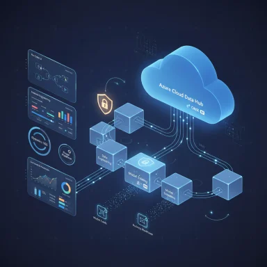 Azure Cloud Data Hub connects data blocks to dashboards and AI workflows.