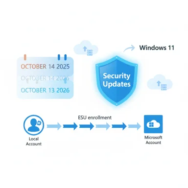ESU enrollment routes security updates from Local Account to Microsoft Account on Windows 11.