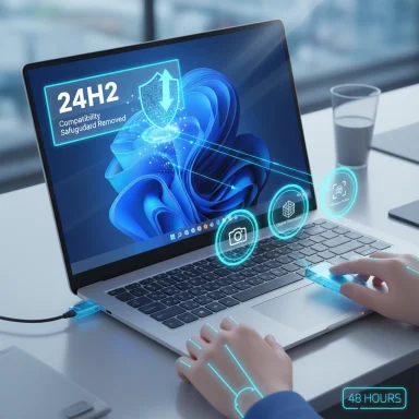 A person uses a futuristic holographic interface projected from a laptop.