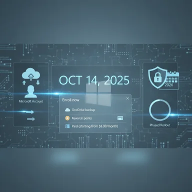 Futuristic digital dashboard showing enrollment options for cloud backup on Oct 14, 2025.