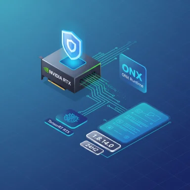 NVIDIA RTX GPU enables ONNX Runtime with TensorRT, illustrating AI processing workflow.