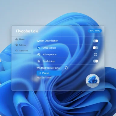 A translucent system optimization dashboard overlay on a blue, abstract Windows wallpaper.
