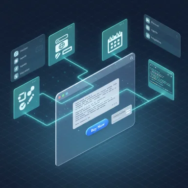 Futuristic holographic dashboard with interconnected UI panels and a prominent Buy Now button.