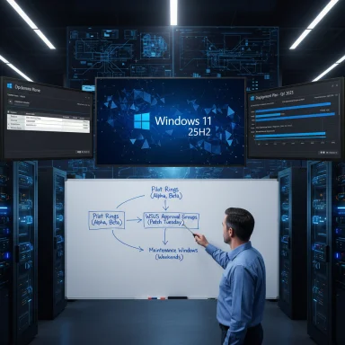 IT professional explains Windows 11 25H2 deployment flow in a data center.