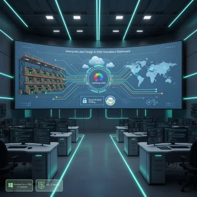 Futuristic control room with a curved digital dashboard and glowing teal neon lines.