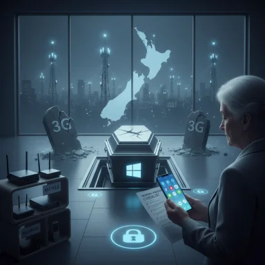 A futuristic control room with a glowing central safe, NZ-shaped map in the window, and 3G tombstones.