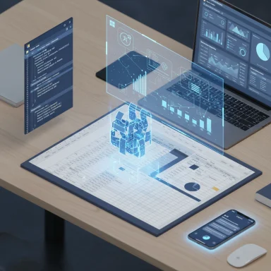 Futuristic workspace with holographic data dashboards floating above a desk. Futuristic workspace with holographic data dashboards floating above a desk.