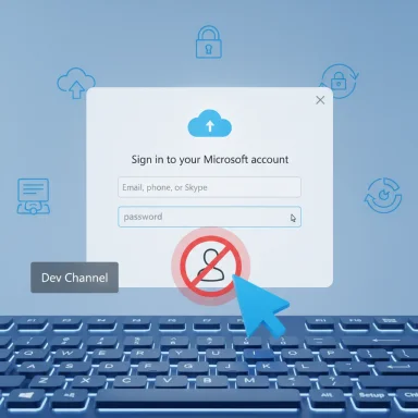 A Microsoft account sign-in window on a blue cloud-themed background with a keyboard in view.