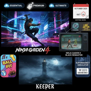 A game collage featuring Ninja Gaiden 4, Ninja Gaiden II Black Remaster, Keeper, and more.