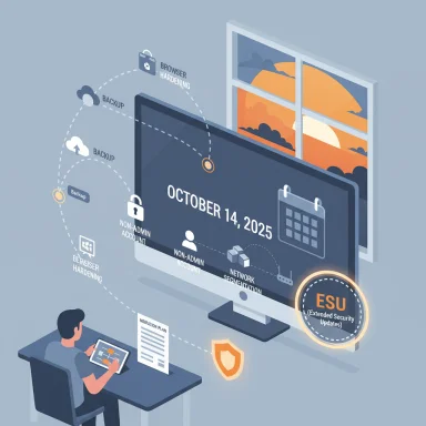Security dashboard shows Oct 14, 2025 plan with backups, hardening, and ESU updates.