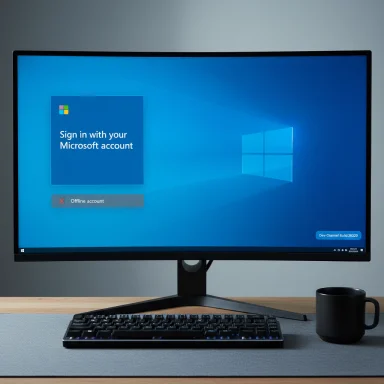 Windows sign-in screen displayed on a desktop monitor.