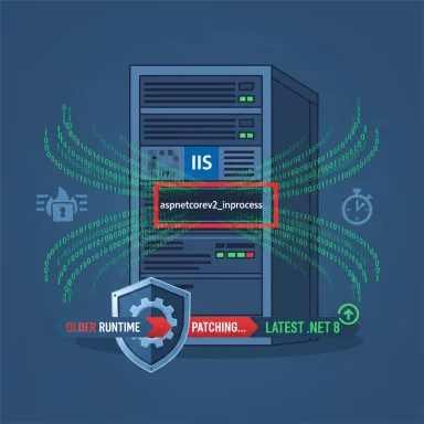 IIS server with in-process ASP.NET Core patching from older runtime to the latest .NET 8.