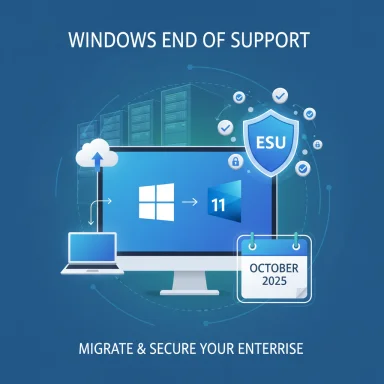 Windows end of support: migrate to Windows 11 securely by October 2025.