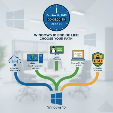 Windows 10 end of life: choose your path with options like Cloud PC, Linux Desktop, ChromeOS Flex, and ESU.