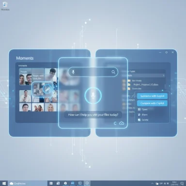 A futuristic blue holographic UI with voice search, chat tiles, and file options. A futuristic blue holographic UI with voice search, chat tiles, and file options.