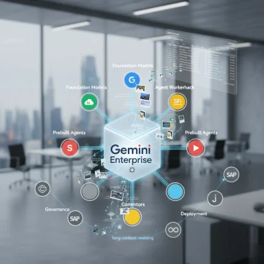 Holographic Gemini Enterprise map linking foundation models, agents, and governance.
