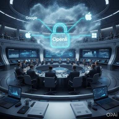 A futuristic roundtable in a high-tech control room, featuring a glowing Openli lock and tech logos.