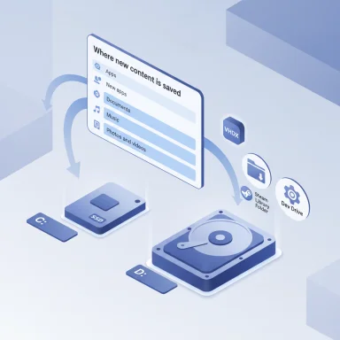 An isometric infographic showing where new content is saved to SSD/HDD drives.