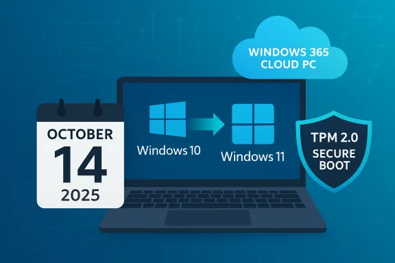 Windows 10 to Windows 11 upgrade on a Windows 365 Cloud PC with TPM 2.0 Secure Boot.
