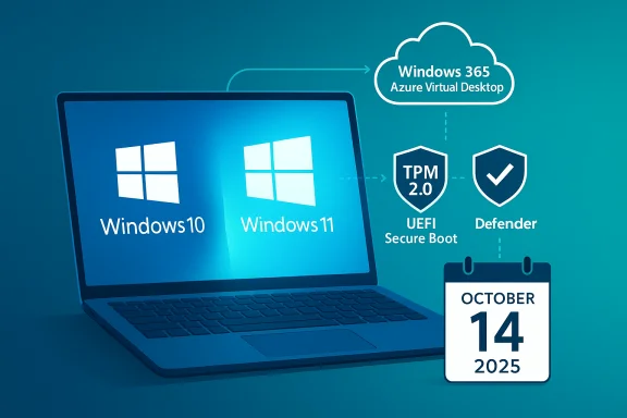Windows 10/11 laptop linked to Windows 365 Cloud with TPM 2.0, Secure Boot and Defender.