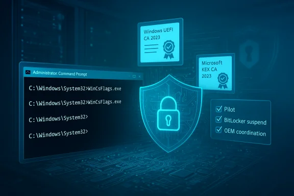 Blue security UI with a shield and lock over a circuit-board backdrop.