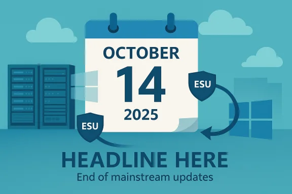 Infographic calendar shows October 14, 2025 with ESU shields and a bold headline.