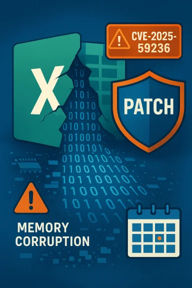 Security illustration of a memory corruption patch for CVE-2025-59236.