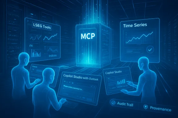 A futuristic data center with holographic dashboards and analysts at consoles.