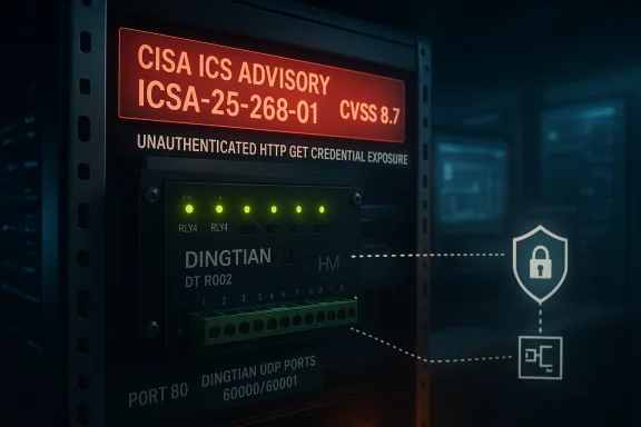 A server rack displays a red CISA advisory about unauthenticated HTTP credential exposure.