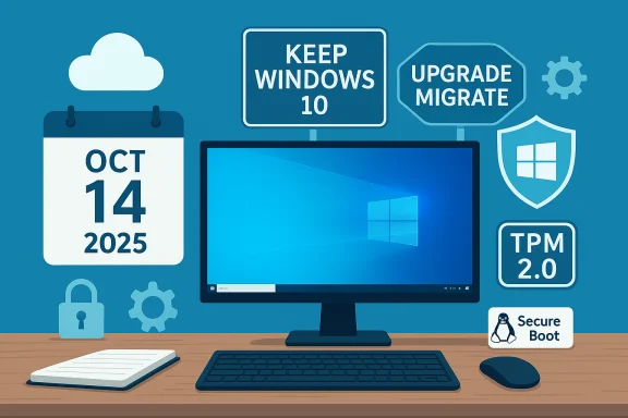 Desktop PC shows Windows 10 upgrade and security features like TPM 2.0 and Secure Boot.