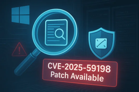 Cybersecurity notice: patch available for CVE-2025-59198.