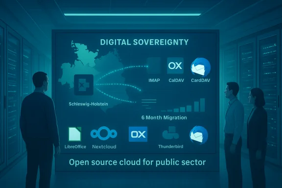 Team analyzes a large Digital Sovereignty poster featuring open-source cloud logos.