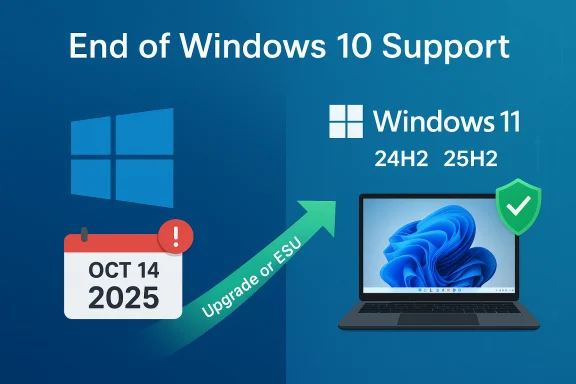 End of Windows 10 support; upgrade to Windows 11 before Oct 14, 2025.