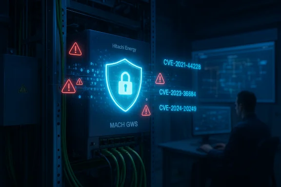 Data center server rack with a holographic shield and CVE alerts signaling cybersecurity monitoring.