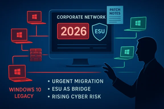 Infographic about Windows 10 legacy migration to 2026 ESU, highlighting urgent migration and cyber risk. Infographic about Windows 10 legacy migration to 2026 ESU, highlighting urgent migration and cyber risk.