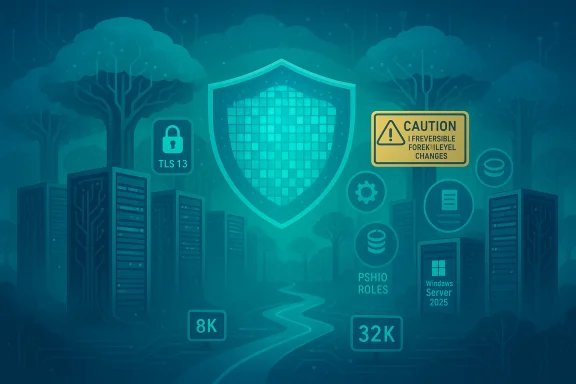 Cybersecurity illustration with a glowing shield, lock, and servers in a digital forest. Cybersecurity illustration with a glowing shield, lock, and servers in a digital forest.