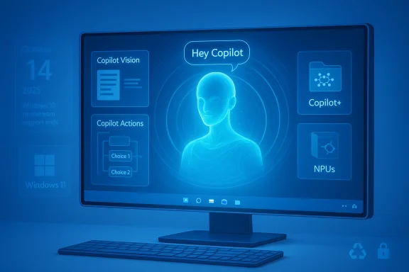 Blue holographic computer interface featuring 'Hey Copilot' with Copilot tools. Blue holographic computer interface featuring 'Hey Copilot' with Copilot tools.
