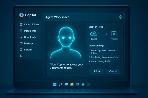 Futuristic Copilot UI: agent workspace with glowing avatar and step-by-step execution logs. Futuristic Copilot UI: agent workspace with glowing avatar and step-by-step execution logs.